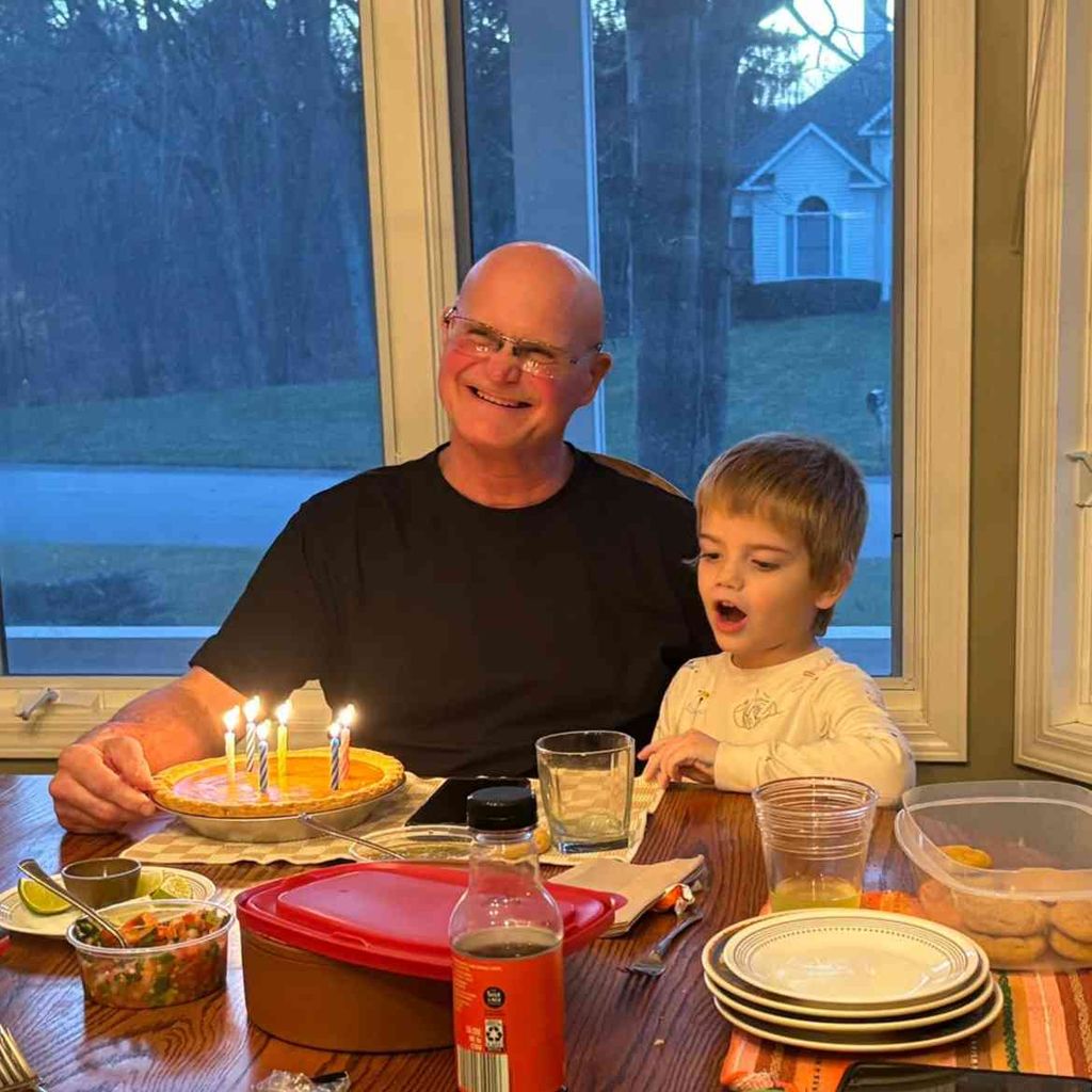 Elmer Duke Frank celebrating a birthday with his family